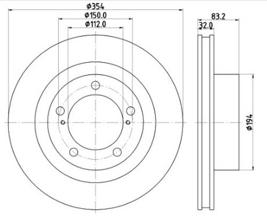 Lexus brake disc front - vented, 354x32/83 2016-