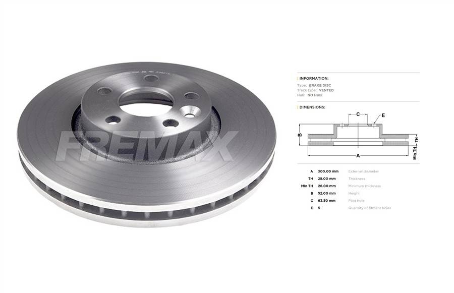 Volvo brake disc front - vented 300x52/28