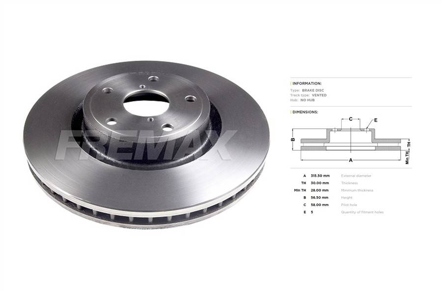 Subaru brake disc front - vented (315.5x30/56.5)