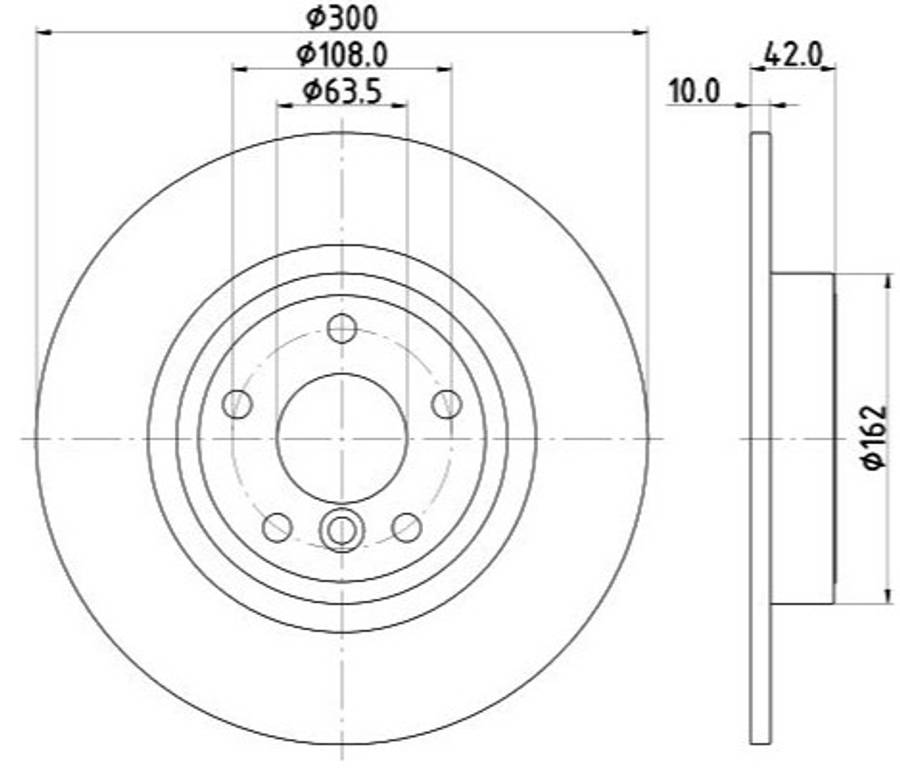 Jaguar brake disc rear - solid 300x10/42.2