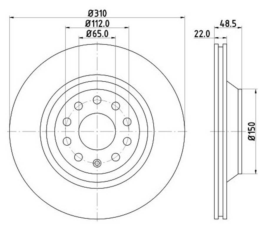 Audi brake disc rear - vented 310x22/48.4