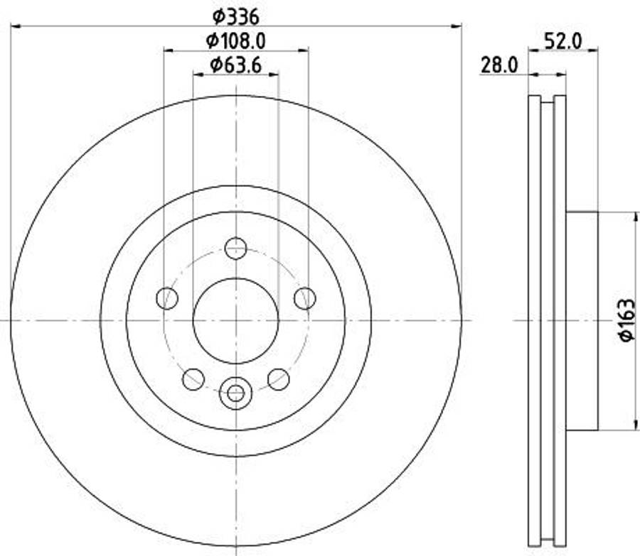 Volvo brake disc front - vented 336x28/52 18" wheels