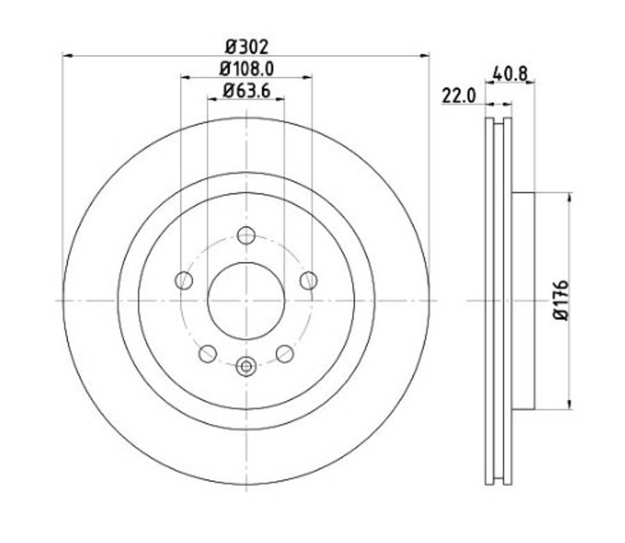 Volvo brake disc rear - vented 302x40.8/22