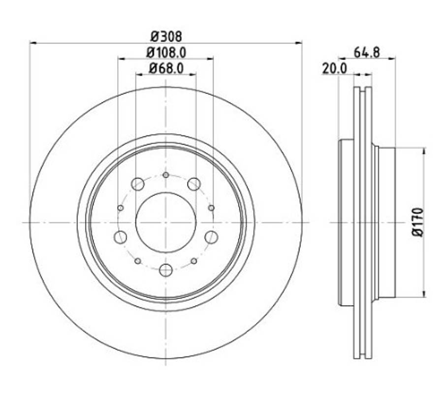 Volvo brake disc rear - vented 308x20/65 xc90