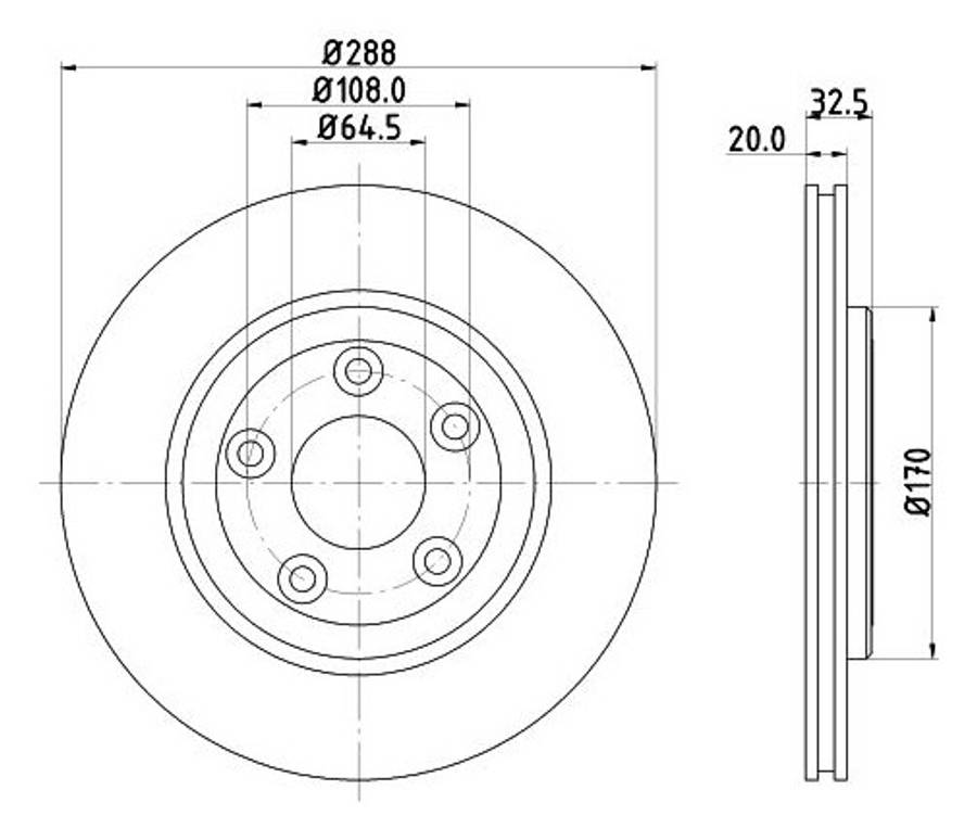 Jaguar brake disc rear - vented 288x20/32.5