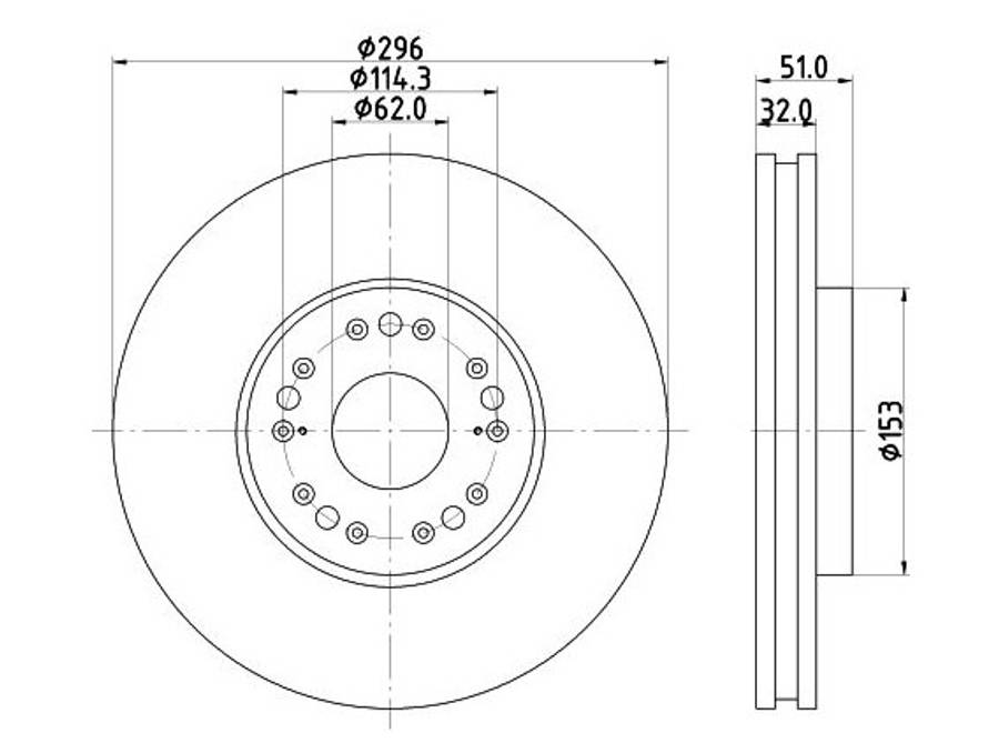 Lexus brake disc front - vented 296x32/51