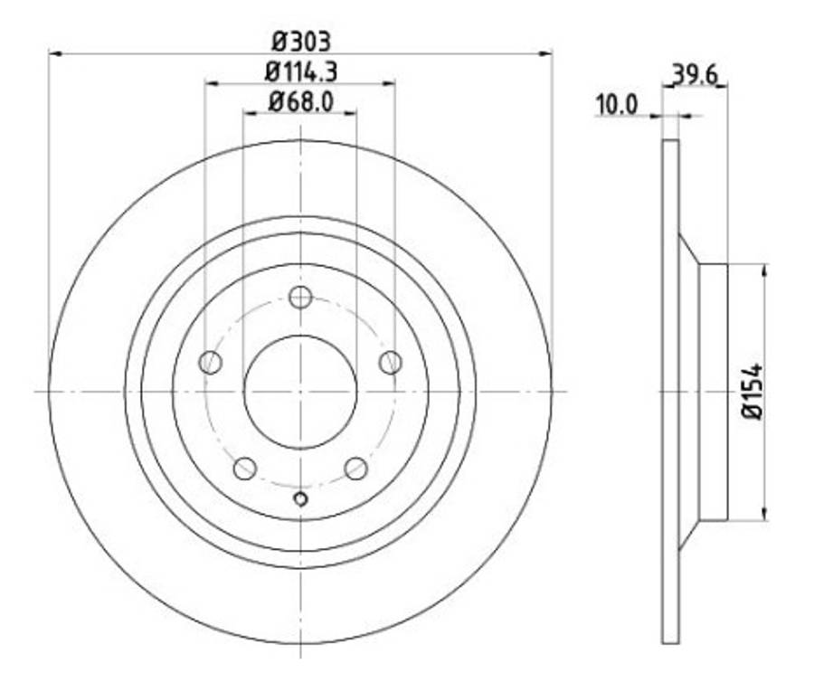 Mazda brake disc rear - solid - 303x10/39.5