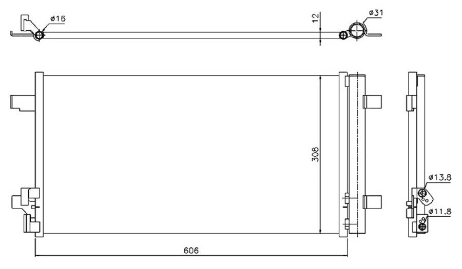 Audi aircon condensor 606x308x12