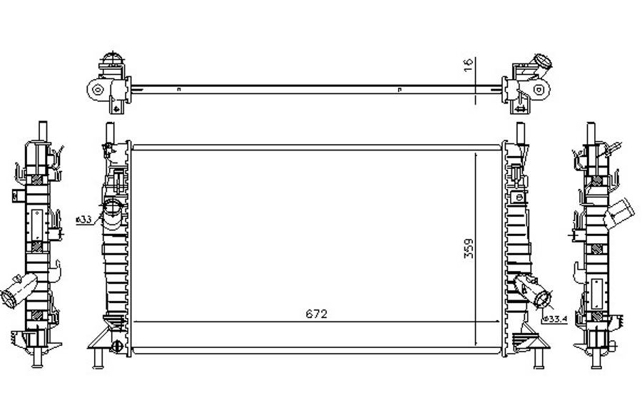 Volvo radiator-cooling-aluminium 672x359x16 manual opt/auto