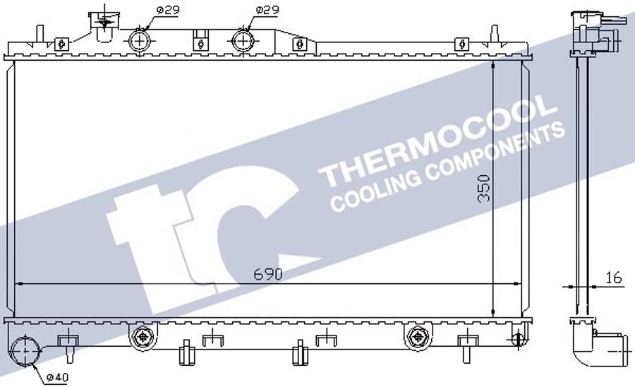 Subaru radiator-cooling-aluminium, 690x350x16
