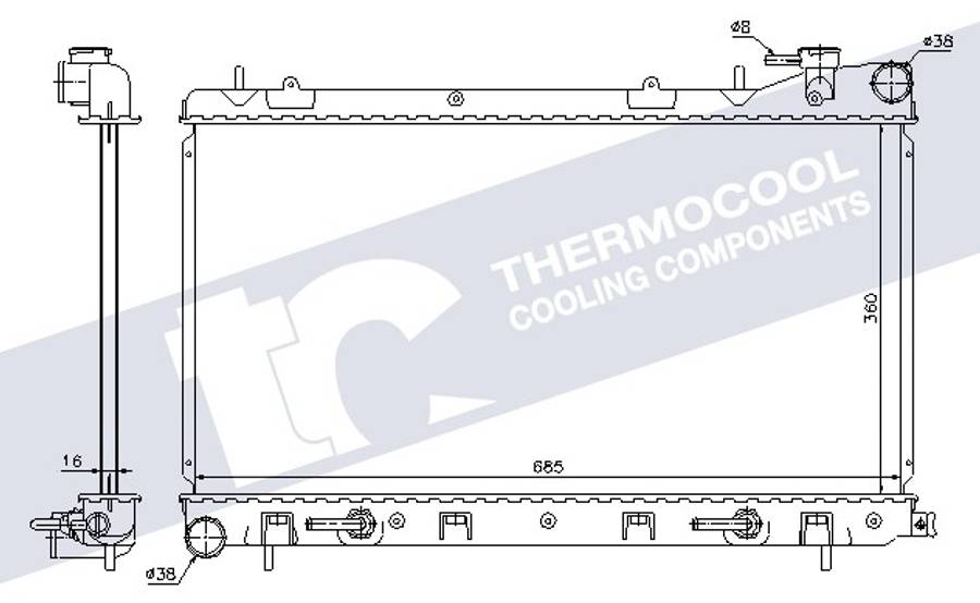 Subaru radiator-cooling-aluminium (685x360x16, automatic transmission)