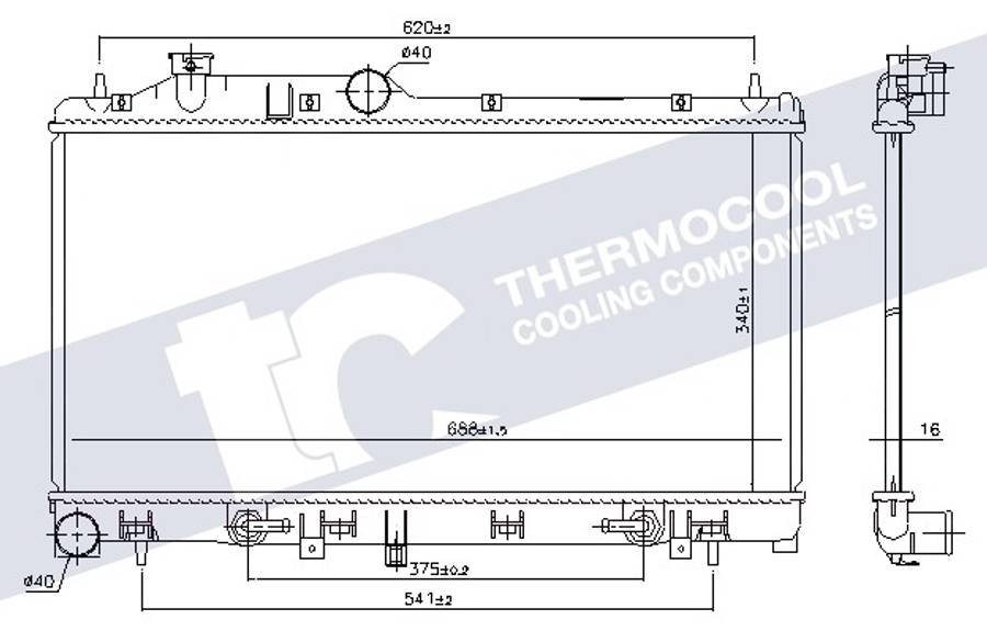 Subaru radiator-cooling-aluminium 688x340x16 automatic transmision