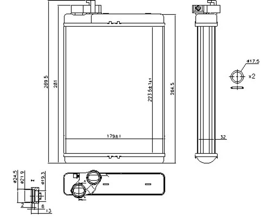Audi radiator-heater-aluminium, 224x179x32