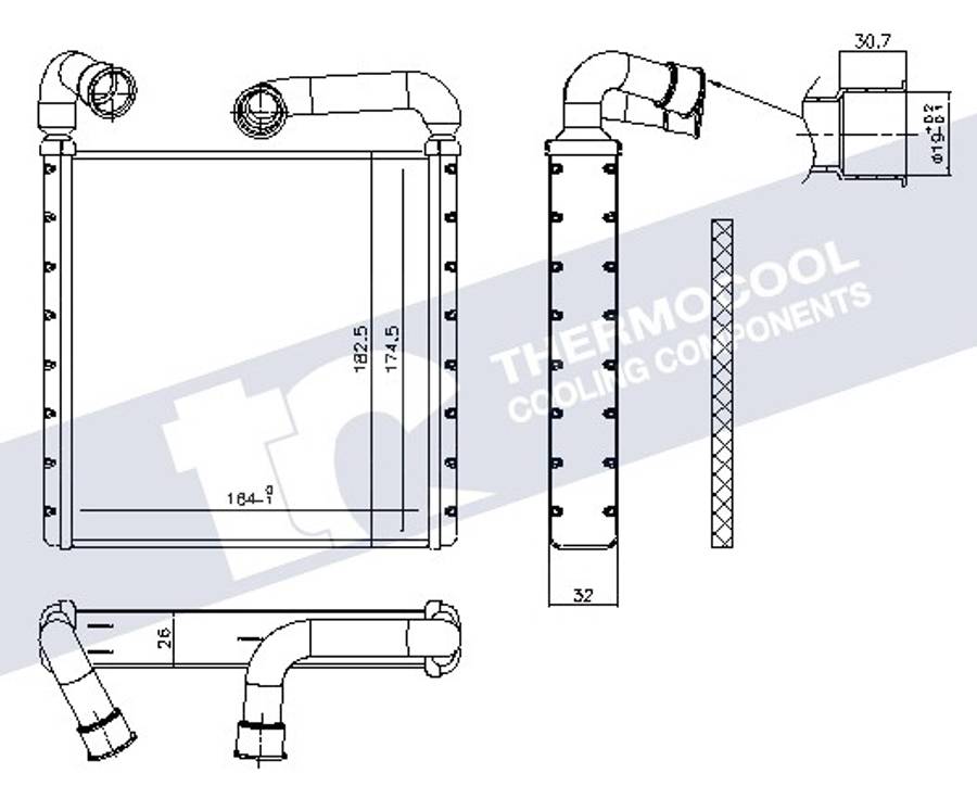 Audi radiator-heater-aluminium 175x164x26