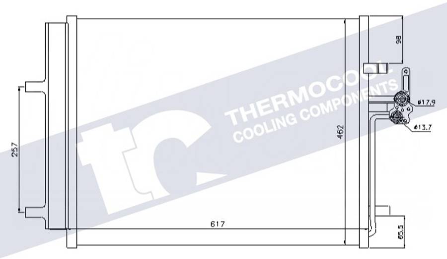 Volvo aircon condensor 617x462x16