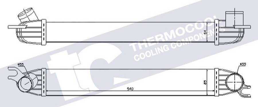 Mini intercooler - aluminium, 540x85x64