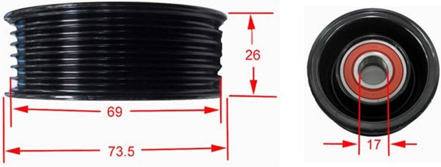 Mazda tensioner wheel-micro-V belt 73.5x26