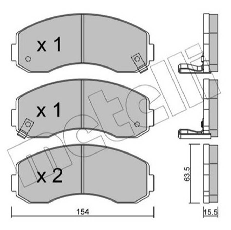Kia brake pad set - front 154.1x63.5x15.5
