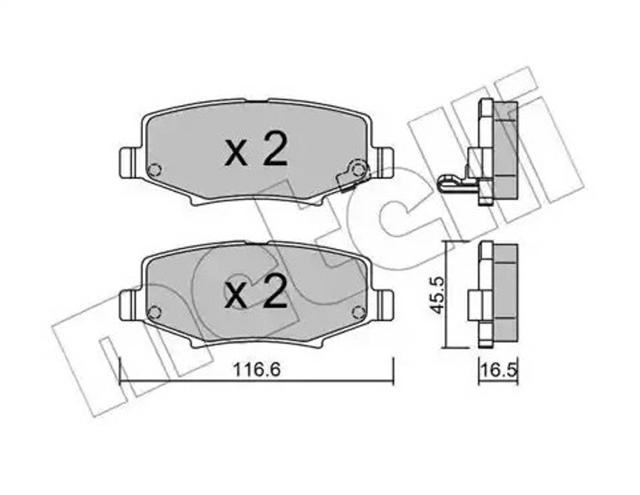 Dodge brake pad set - rear 116.6x45.5x16.5