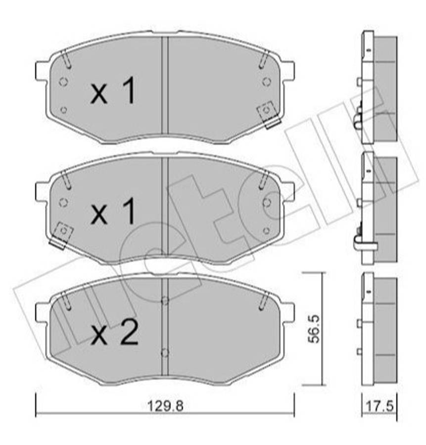 Kia brake pad set - front 129.8x56.5x17.5