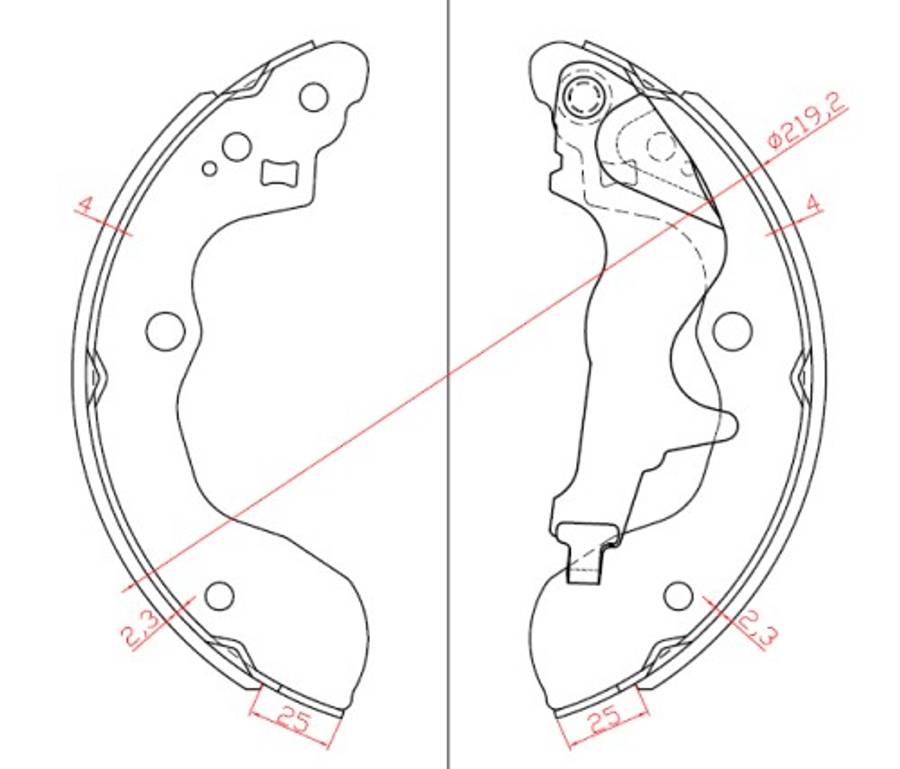 Suzuki brake shoe set - rear 220x36 WITH ARM