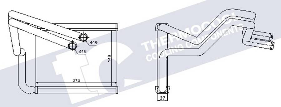 Kia radiator-heater-aluminium 215x149x27