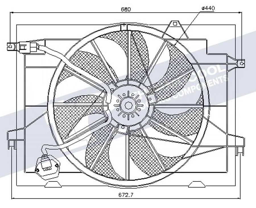 Kia radiator fan-electric 138W 463mm