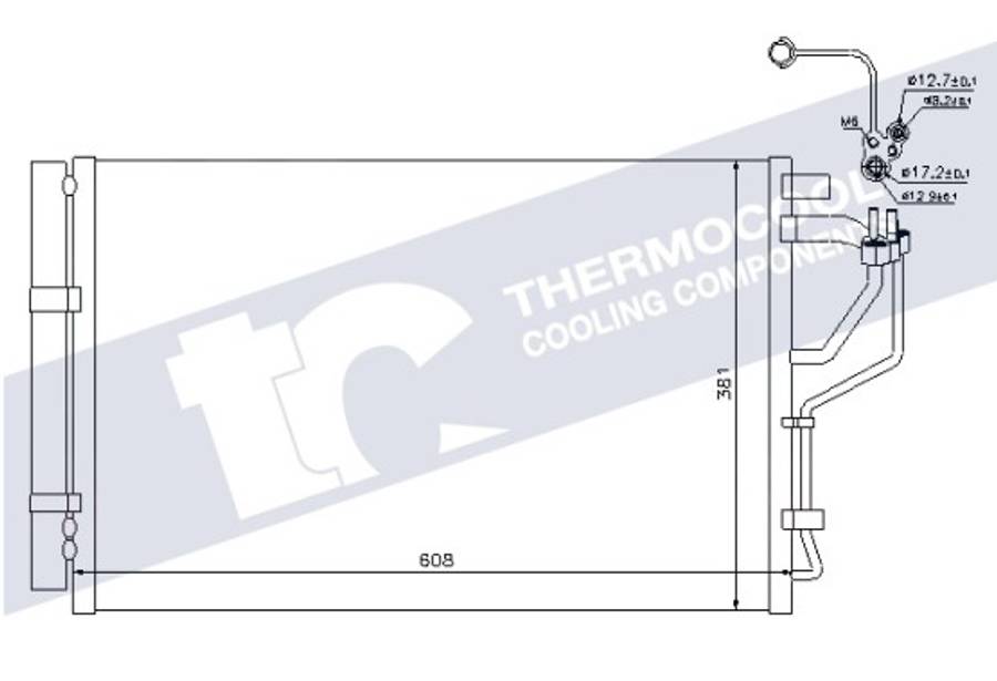 Kia aircon condensor - 608x381x16