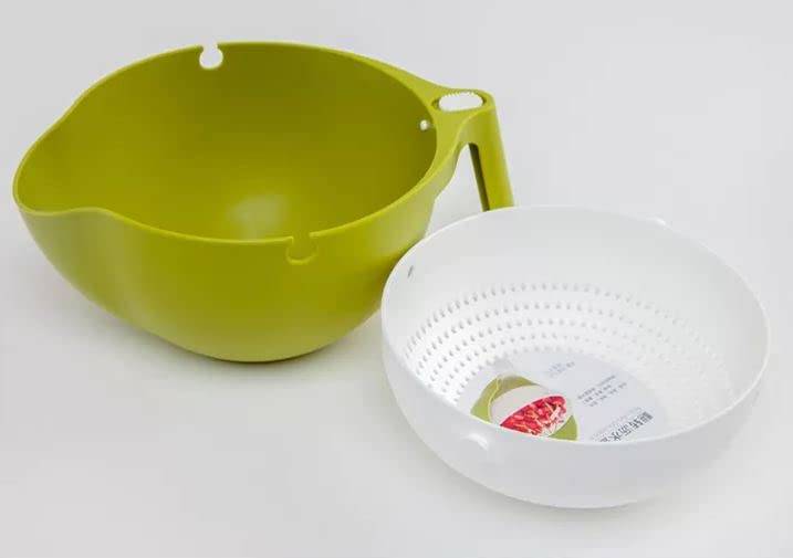 Rolling Colander Double Drain Basket Bowl