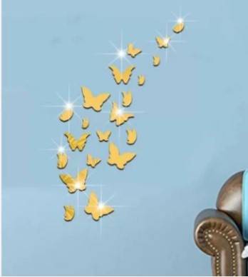 Gold Butterfly Mirror Wall Stickers