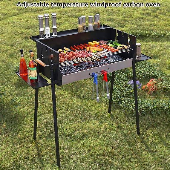 Grill BBQ with Adjustable Folding Storage Shelf