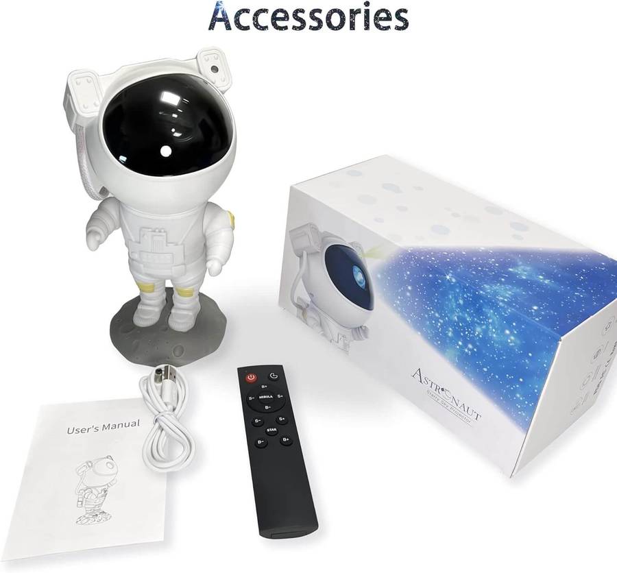360-Degree Rotating Magnetic Head Astronaut Galaxy Projector