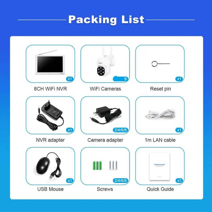 8 Channel Wireless Security Camera System with 10in LCD Screen