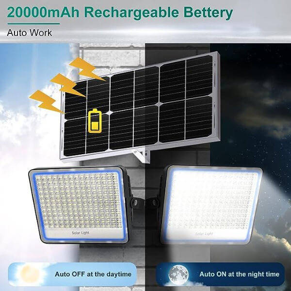 800W Solar Powered LED Flood Light With Panel and Remote