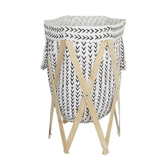 Folding Laundry Basket with Wood Frame
