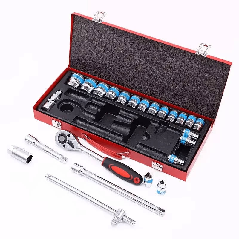 24Pcs 1/2" Socket Ratchet Wrench Combination Tool Kit Set