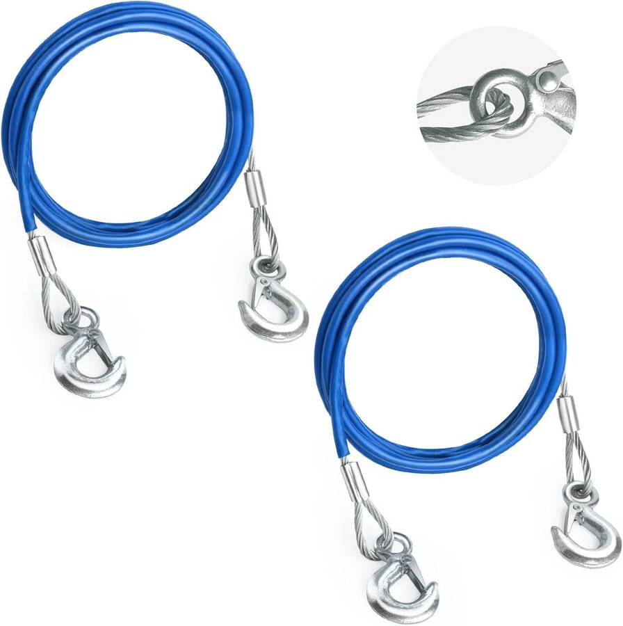 7 Ton Heavy Duty 4m x 12mm Steel Tow Rope with Insulated Hooks
