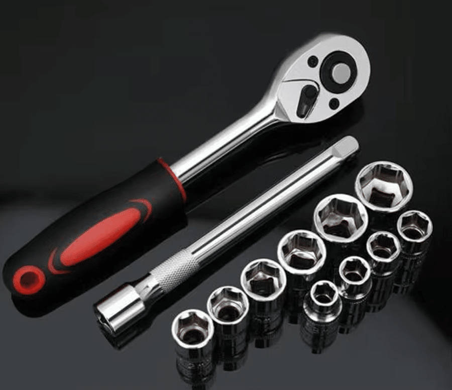 12 Piece 1/2 inch Retractable Socket Wrench Set