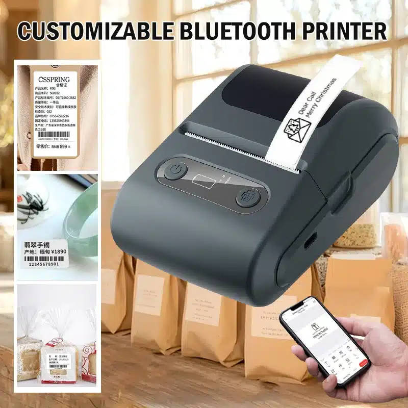Mini Label Thermal Printer Portable Self-Adhesive Bluetooth Maker Machine for round UV Tag Sticke...