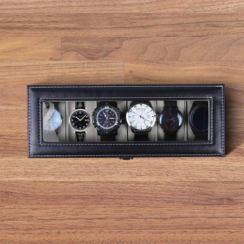 6 Slot Leather Watch Box
