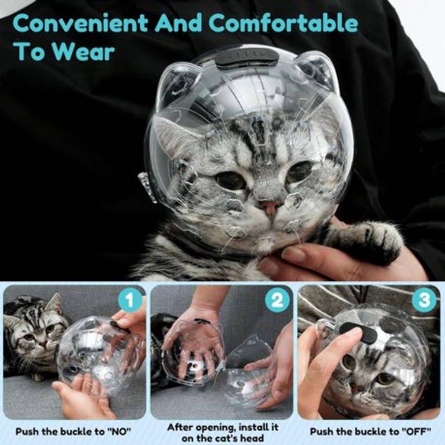 Cat Muzzle Dome Helmet - Small 13cm Anti-Bite Mask for Cats 2.5-5kg
