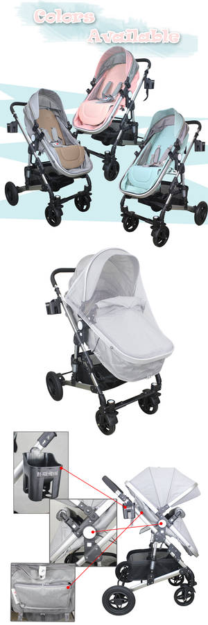 New *2019* Baby Stroller / Pram & Carry Cot Moses Basket Grey Color