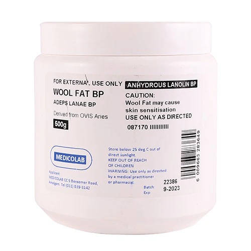 LANOLIN ANHYDROUS UNG 500G (WOOLFAT)