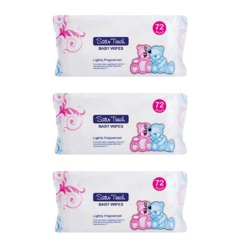 SATIN TOUCH BABY WIPES 3X72 LIGHTLY FRAG