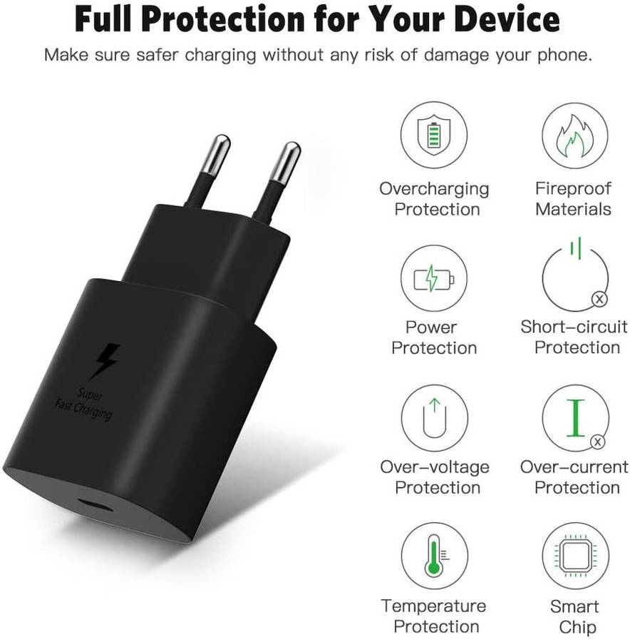Super Fast 45W Charger & Type C to Type C Cable -Black