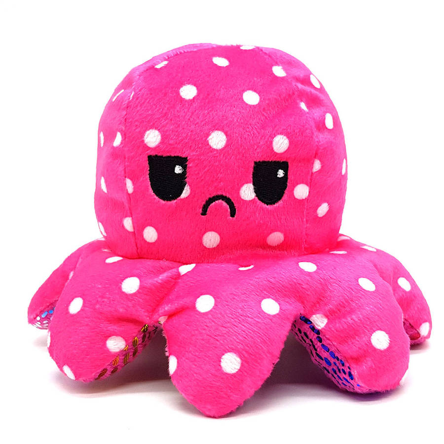 Happy or Sad Octopus - Mini Mood Octopus - Reversible - Strawberry