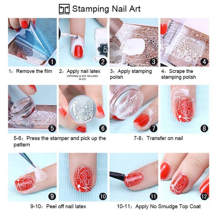 Bufftee Nail Stamper Nail Scraper & Steel Nail Stamping Plate Set-Small Clear