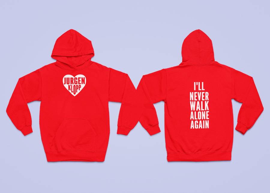 BUFFTEE Jürgen Klopp Hoodie Liverpools Legend I'll Never Walk Alone Again