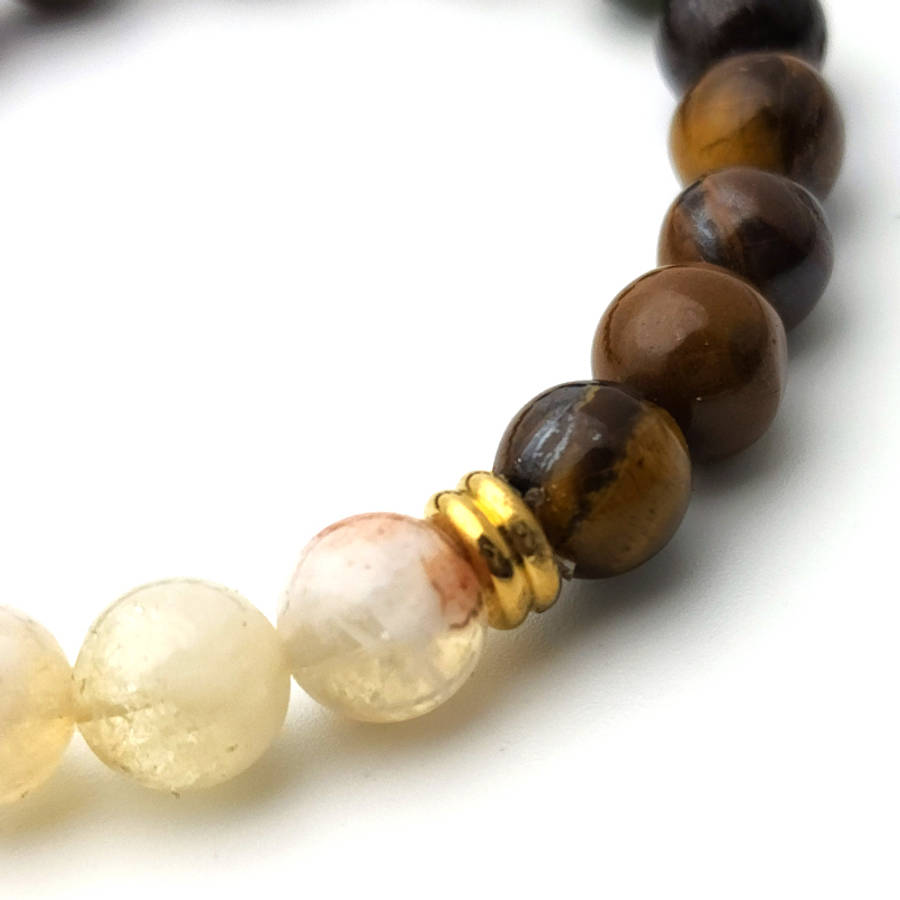 Evara Pyrite Citrine Jade Tigerseye Natural Stone &amp; Elephant Bracelet