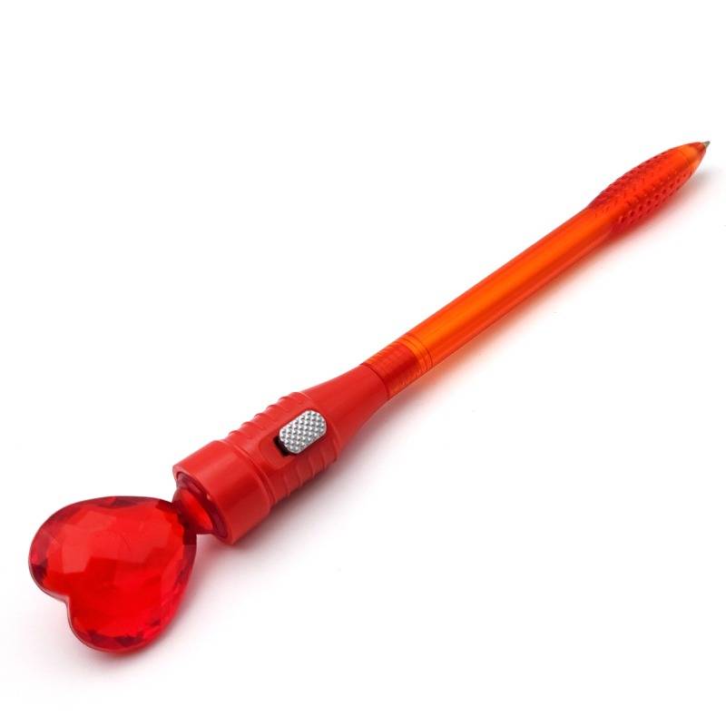 pX Red Led Light Up Heart Pen-Valentines Day Gift Blue Ink Pen